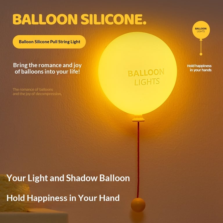 Silicone LED Night Light Balloon | Warm Glow Pull-String Kids Light