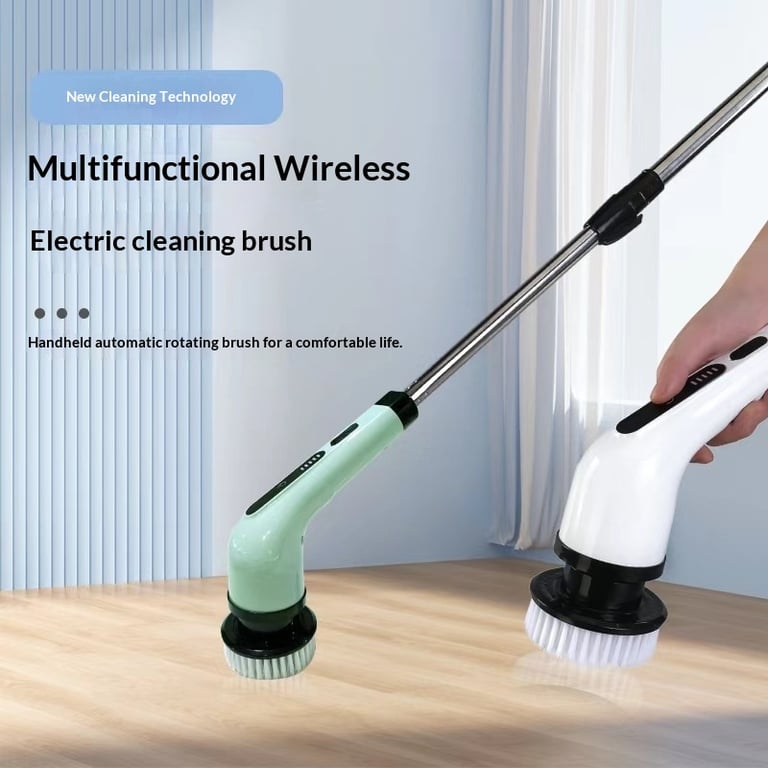 Electric Cleaning Brush with Extendable Handle | Cordless Scrubber