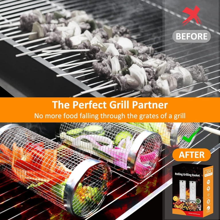 Rolling Grill Basket 304 Stainless Steel | BBQ Grilling Accessories thumbnail 9