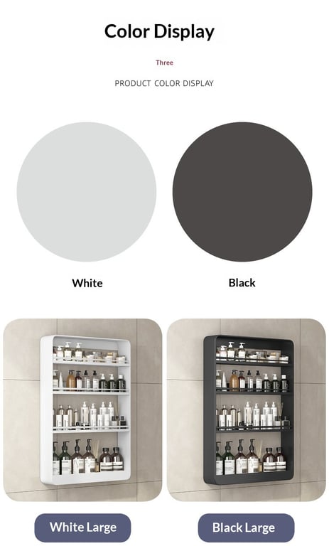 No-Drill Wall-Mounted Bathroom Shelf | Cosmetics Storage Rack Canada thumbnail 6