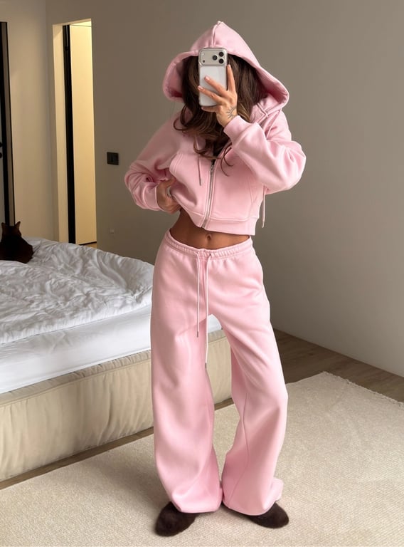 Women's Washed Hoodie Two-Piece Set | Cropped Hoodie & Wide-Leg Pants thumbnail 4