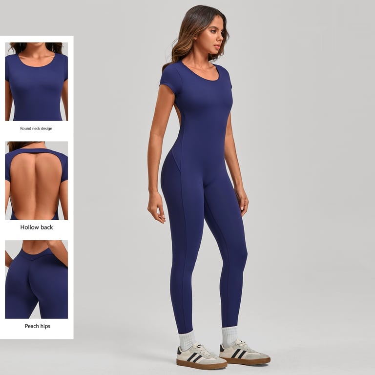 Women's Fashion Solid Color Quick-Drying Yoga Bodysuit | Open Back thumbnail 20
