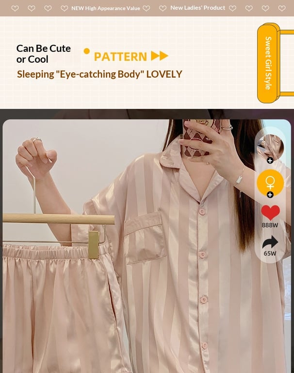 Women's Summer Ice Silk Pajama Set 3-Piece Short-Sleeve | Captain Fam thumbnail 5