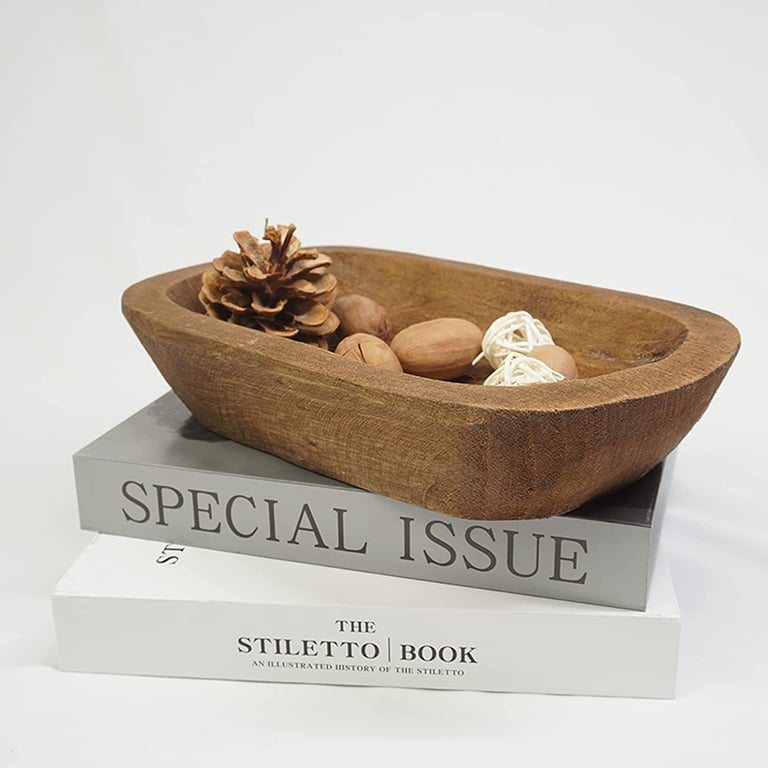 Solid Wood Hand-Carved Storage Tray | Rustic Home & Kitchen Decor thumbnail 2