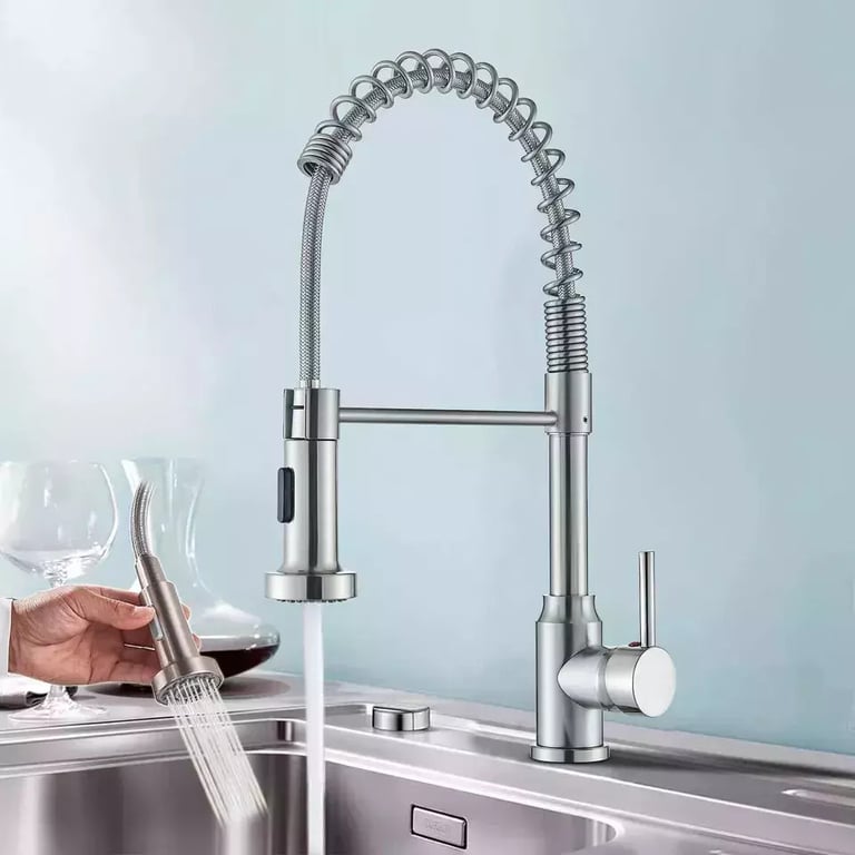 Modern Monobloc Pull Out Kitchen Mixer Tap Dual Spout Spray Single Lever 360 thumbnail 5