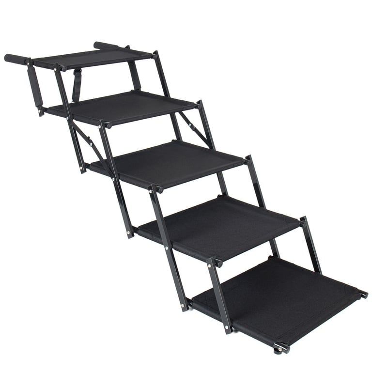 Extra Wide  Foldable Dog Stairs, Pet Ramp With Non Slip Surface And Soft Foam Handle, Dogs Stairs For Cars, High Beds, Truck, Supports Up To 250 Lbs, 5 Steps thumbnail 4