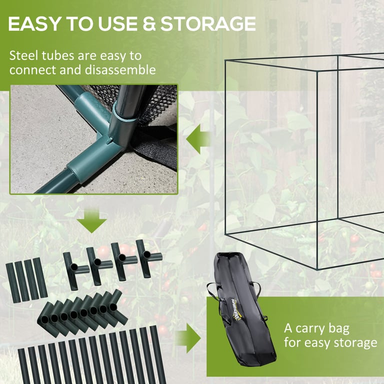 6 x 3ft Crop Cages for Garden, Plant Protectors from Animals, Storage Bag and 6 Ground Stakes, Black thumbnail 16