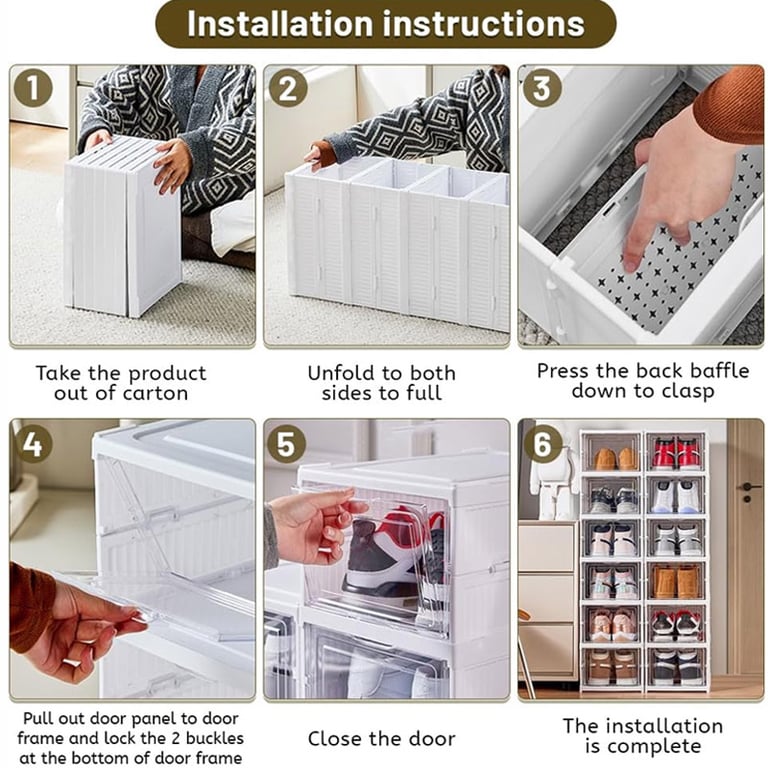 Foldable Shoe Storage Organizer 6-Layer Stackable Sneaker Boxes thumbnail 9