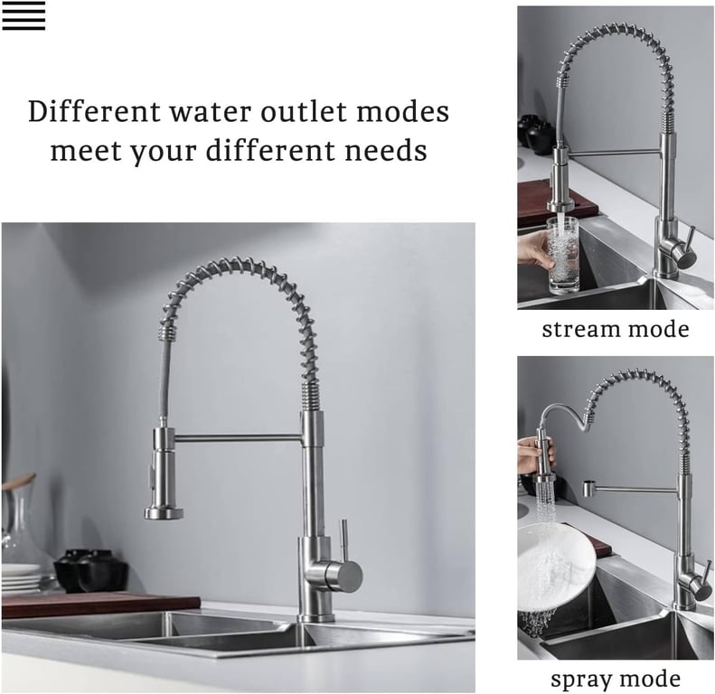 Modern Monobloc Pull Out Kitchen Mixer Tap Dual Spout Spray Single Lever 360 thumbnail 6