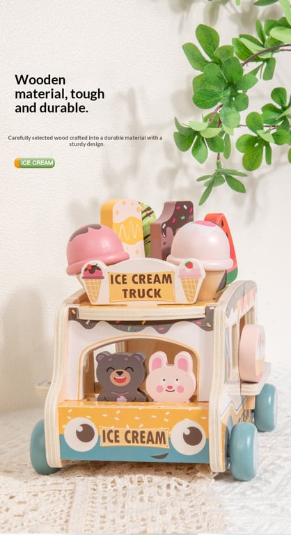 Wooden Ice Cream Model Playset Toy | Role-Play Store & Truck thumbnail 7