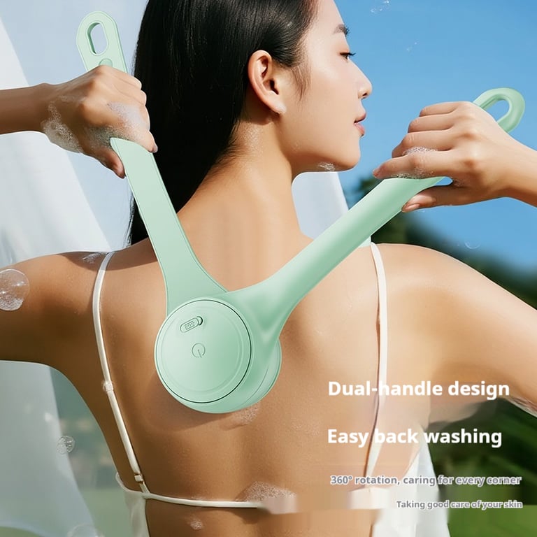 Electric Dual-Handle Bath Brush with Detachable Long Handle | Back Scrubber