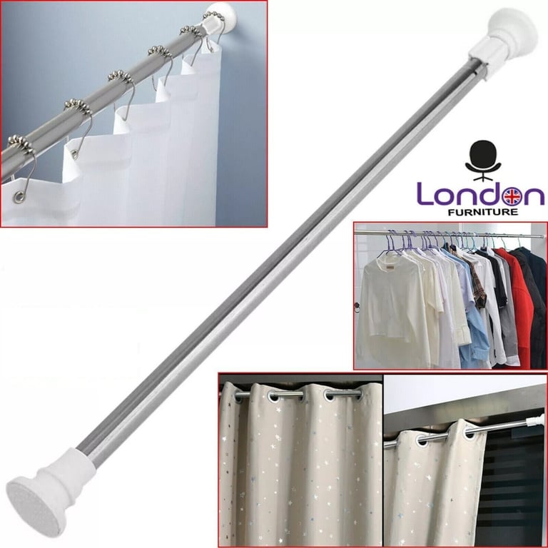 Heavy Duty Telescopic Shower Curtain Pole | No-Drill Spring Tension Rod thumbnail 18