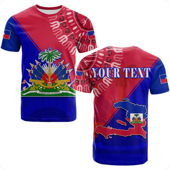 3D Sea Map Pattern T-Shirt For Men And Women | Haiti Flag Tee thumbnail 5