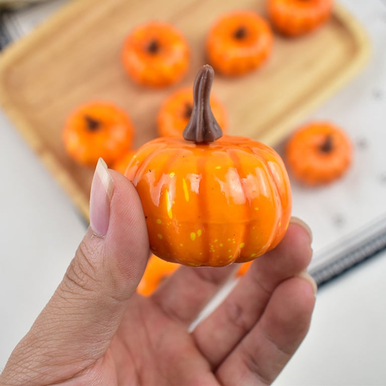 12Pcs Artificial Pumpkins Small Simulation Vegetable Decorating Thanksgiving Day Wreath Decorative Accessories 5.2cm H 4.2cm Dia thumbnail 5
