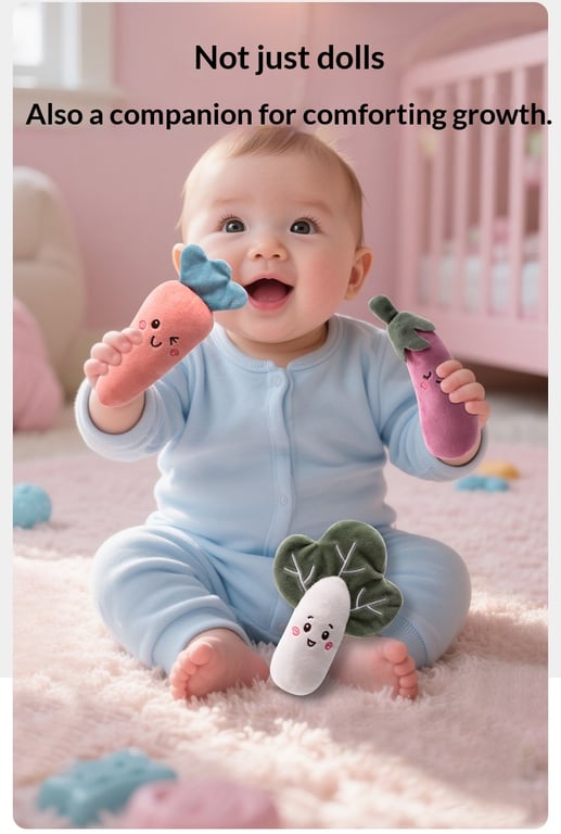 Cartoon Vegetable Fruit Baby Rattle Set | Soft Plush Grasping Toys thumbnail 10