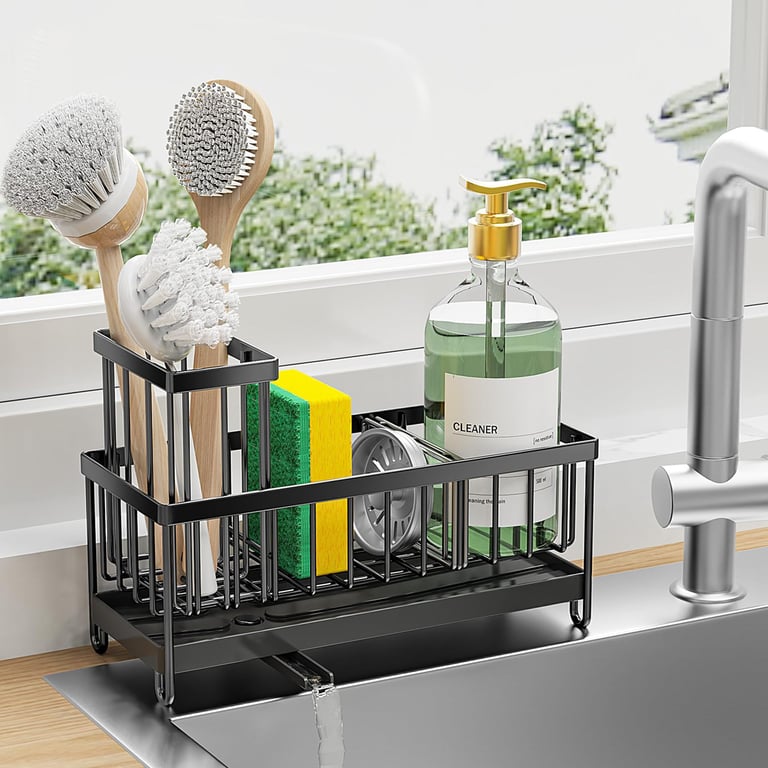 Kitchen Sink Caddy Rack Sponge Holder | Soap Dish Drain Storage thumbnail 9