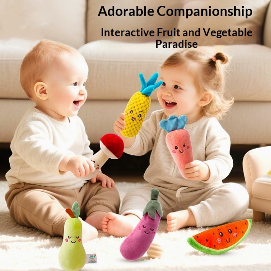 Cartoon Vegetable Fruit Baby Rattle Set | Soft Plush Grasping Toys thumbnail 13