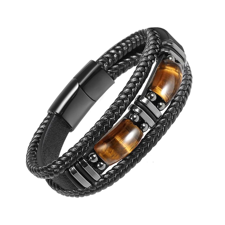 Natural Tiger Eye Stone Bracelet for Men & Women | Handmade thumbnail 1