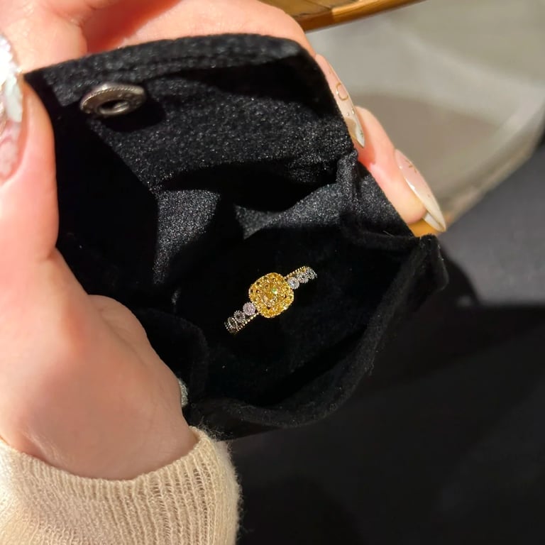 Yellow Diamond Sugar Cube Ring | Luxury Gemstone Statement Jewelry thumbnail 6