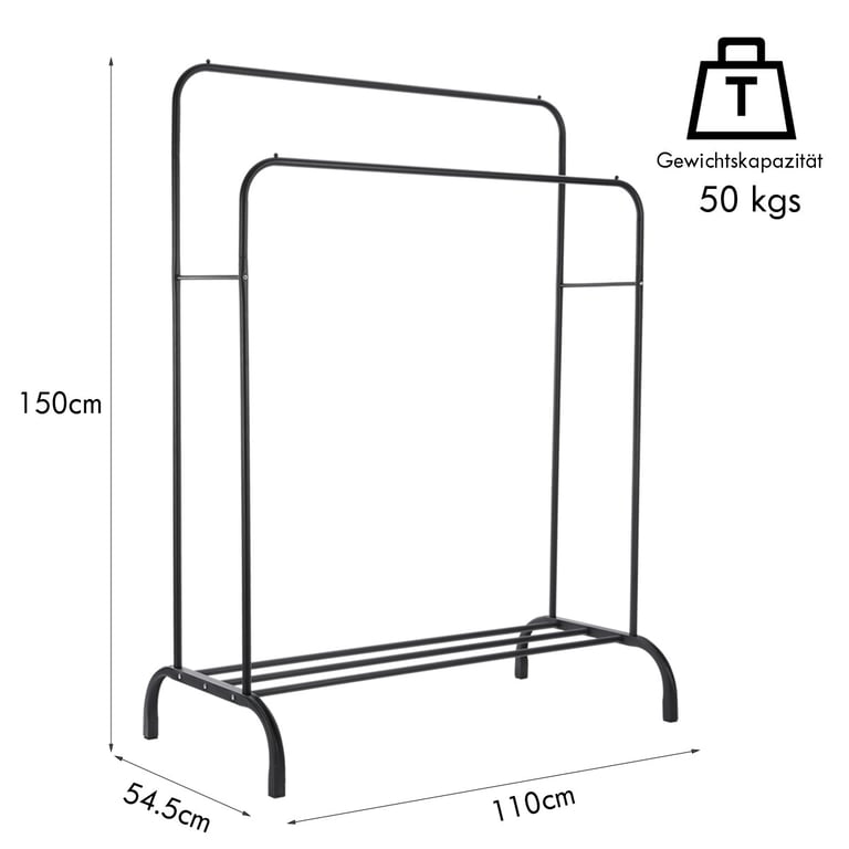 Heavy Duty Double Clothes Rail Hanging Rack Garment Display Stand Shoes Storage thumbnail 4