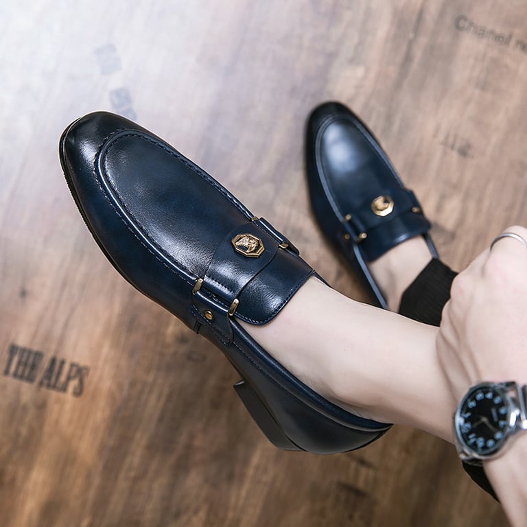 Men's Metal-Buckle Slip-On Loafers | European Style Dress Shoes thumbnail 6