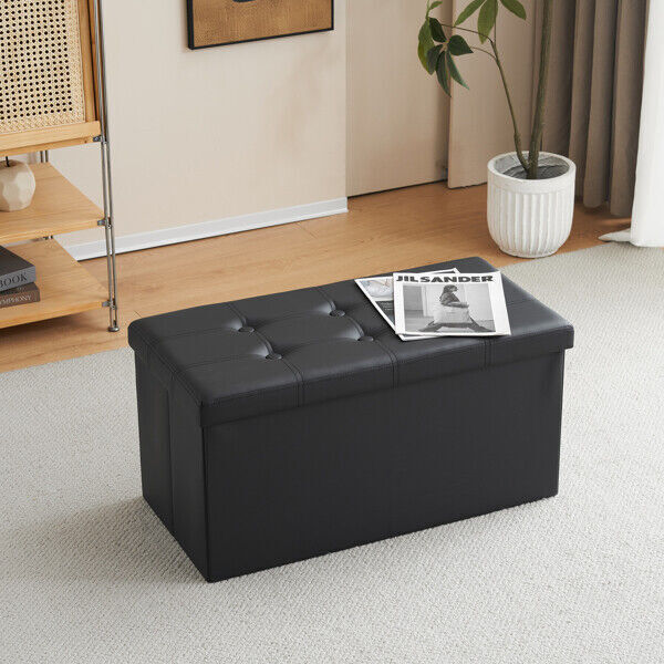 Foldable Storage Ottoman Seat | Button Tufted Bench Toy Box Canada thumbnail 9