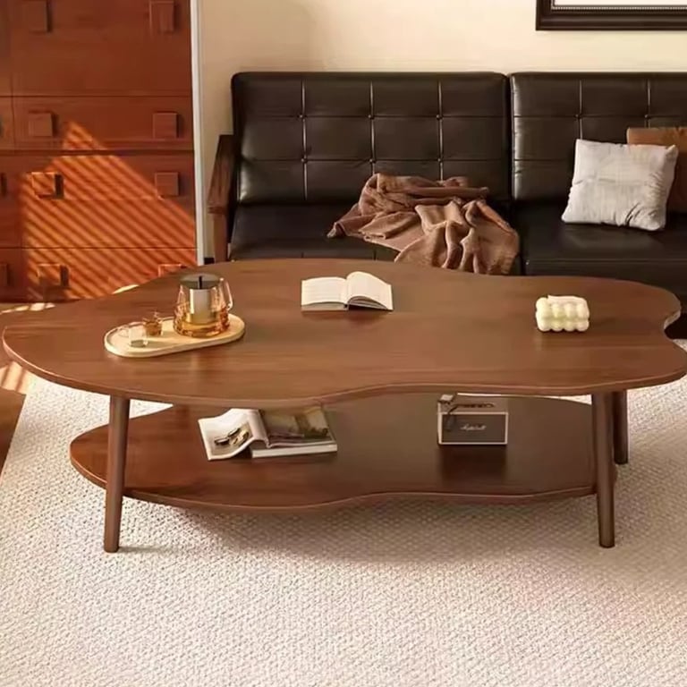 2 Layer Coffee Table Tea Table Cloud Modern Living Room Desk W  Storage Shelf UK thumbnail 1