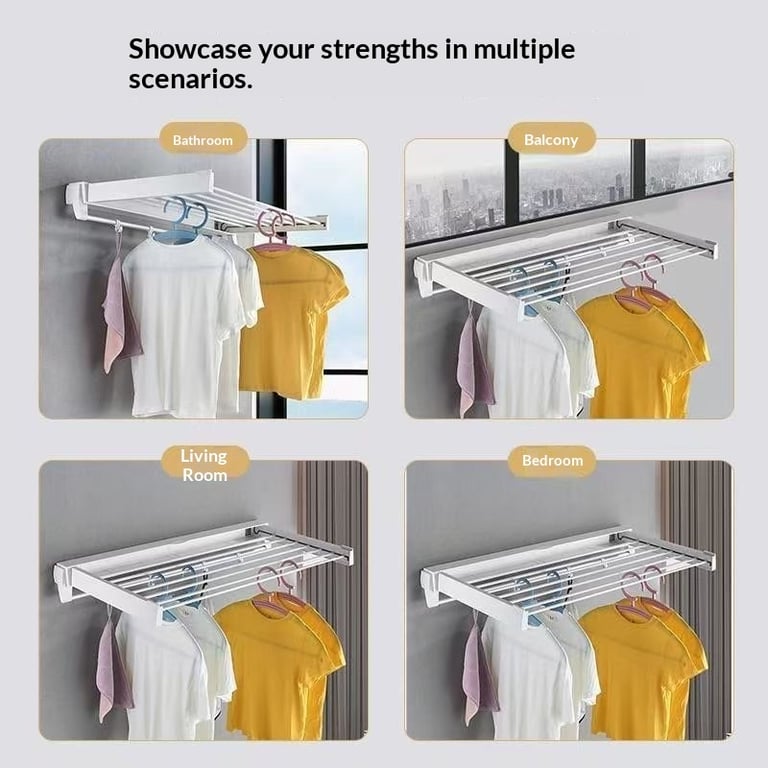 Wall-Mounted Folding Clothes Drying Rack | Space-Saving Design thumbnail 17
