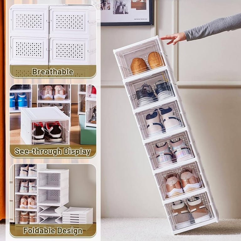 Foldable Shoe Storage Organizer 6-Layer Stackable Sneaker Boxes thumbnail 11