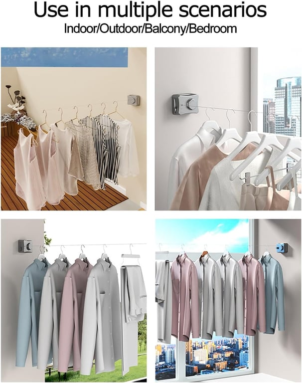 Retractable Clothesline Wall Mounted | Heavy Duty Stainless Steel 510cm thumbnail 3