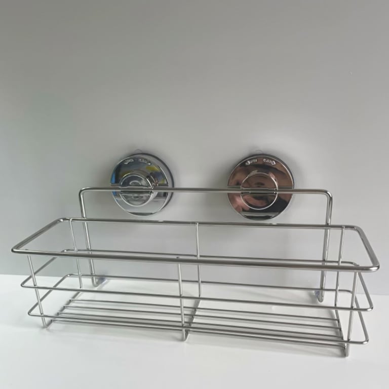 No-Drill Bathroom Shelf Cosmetic Organizer | Adhesive Wall Mount thumbnail 9