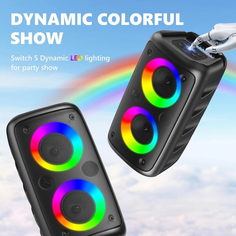 Portable Bluetooth Speaker Sub Woofer Heavy Bass Sound System Party & Mic thumbnail 7