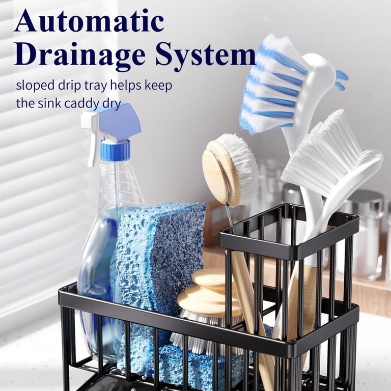 Kitchen Sink Rack Sponge Holder Soap Dish Drain Storage Organizer Brush Holder thumbnail 8