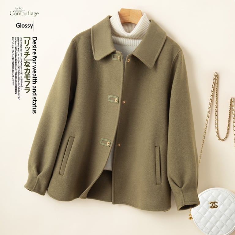 Short Doll-Collar Double-Faced Wool Coat for Women | Canadian thumbnail 2