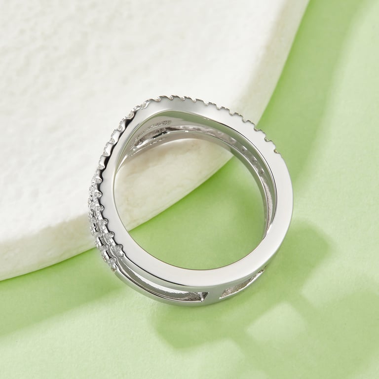 S925 Sterling Silver Double Band Moissanite Ring | GRA Certified thumbnail 2