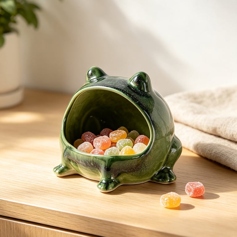 Kitchen Home Table Decorative Ornaments Seasoning Jar | Green Ceramic Frog thumbnail 5