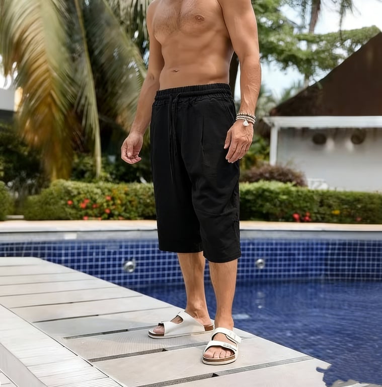 Summer Linen Capri Pants Men's Ice Silk thumbnail 16