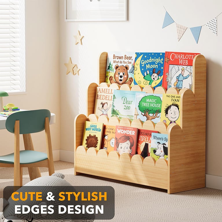 Solid Wood Children's Floor Picture Book Bookshelf | Home & Kitchen Storage thumbnail 10