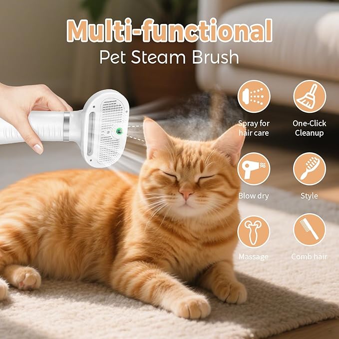 3-in-1 Cat Steam Brush | Pet Grooming Comb with Mist Spray thumbnail 1