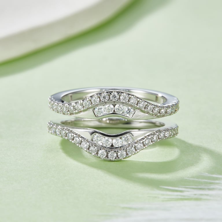 S925 Sterling Silver Double Band Moissanite Ring | GRA Certified thumbnail 3