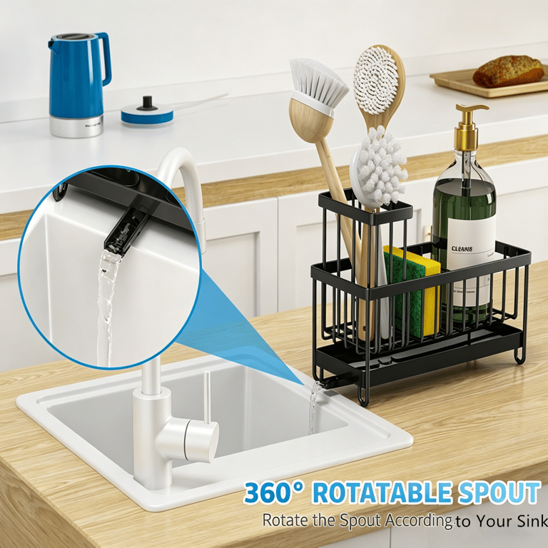 Kitchen Sink Caddy Rack Sponge Holder | Soap Dish Drain Storage thumbnail 6