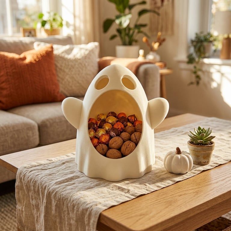 Halloween Ghost Storage Bowl 3D Printed Candy Holder Desktop Organizer thumbnail 3