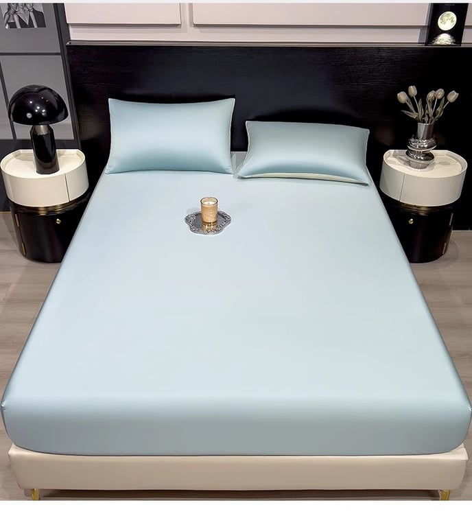 Summer Solid-Color Ice Silk Fitted Sheet | Cooling Bedding Canada thumbnail 6