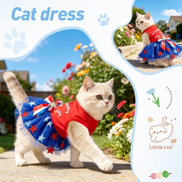 Patriotic Dog Tulle Dress | 4th of July Pet Outfit with Sparkly Stars thumbnail 5