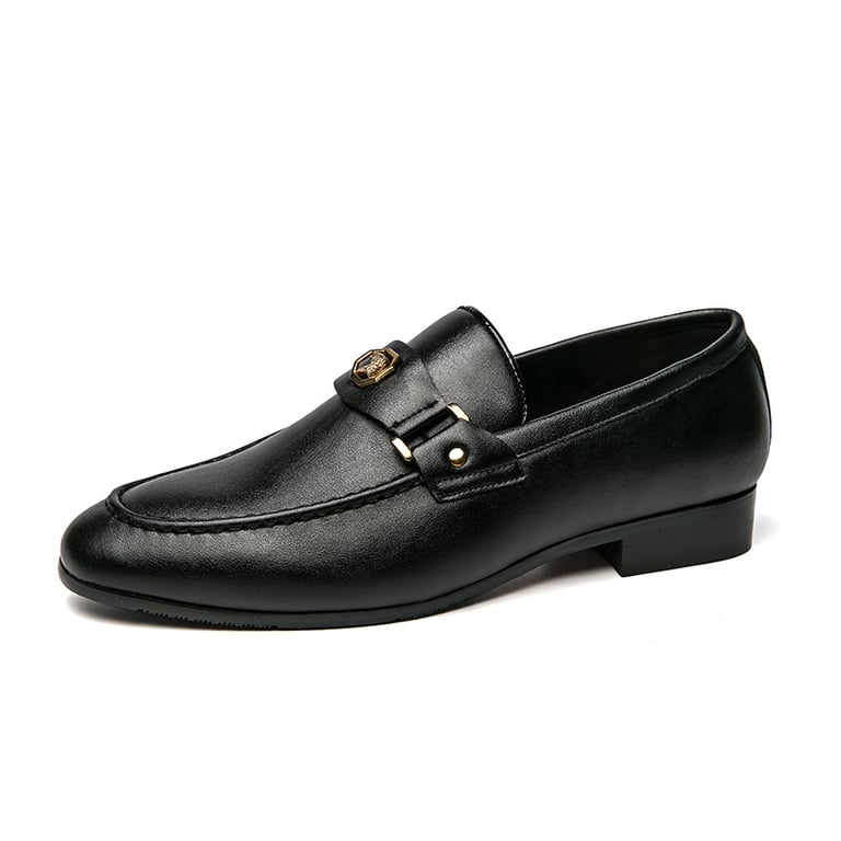 Men's Metal-Buckle Slip-On Loafers | European Style Dress Shoes