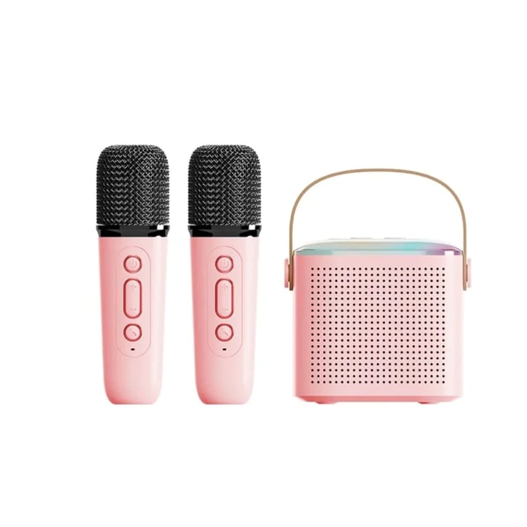 Karaoke Machine Bluetooth Speaker with 2 Wireless Mics & RGB Lights thumbnail 1