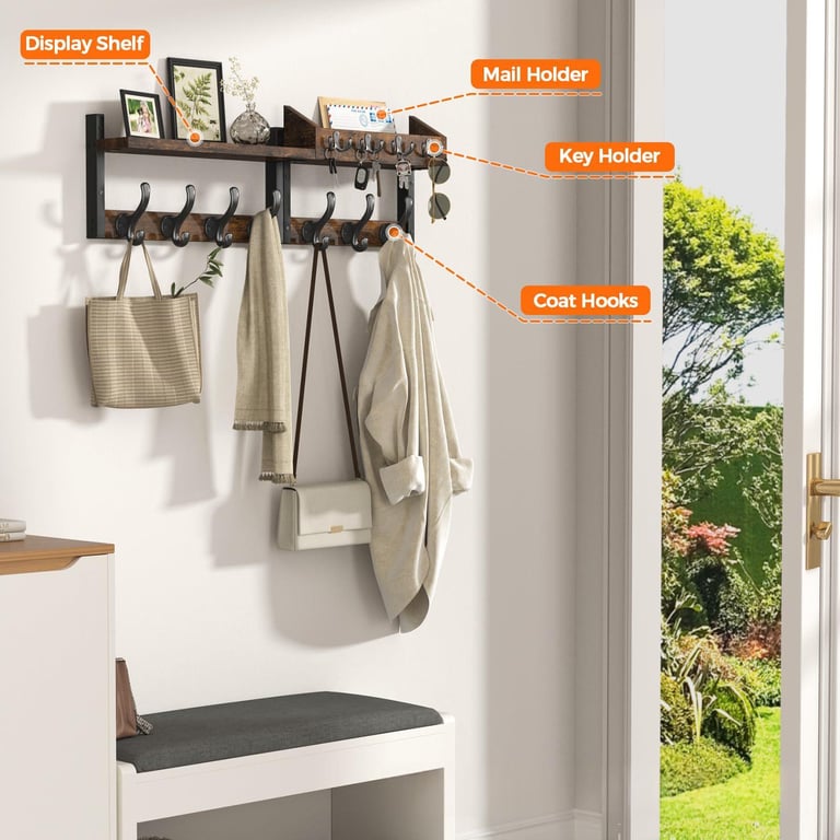 Wooden Wall-Mounted Rack for Entryway Door | Home & Kitchen Storage thumbnail 6