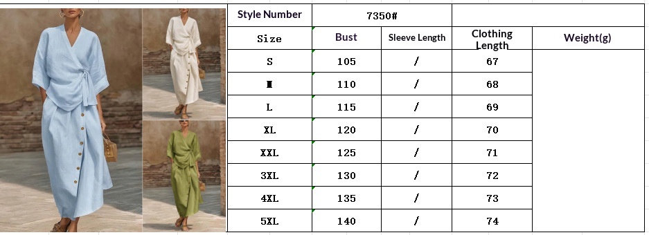 Women's Linen Two-Piece Set | Wrap Top & Button Skirt Canada thumbnail 14