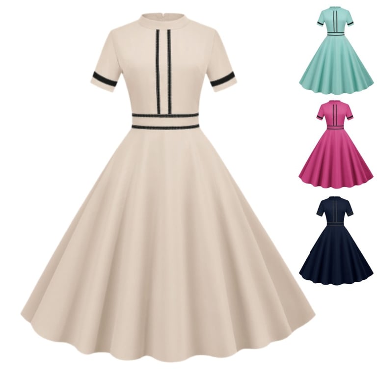 Vintage Stand-Collar Maxi Party Dress | Elegant 1950s Retro Style