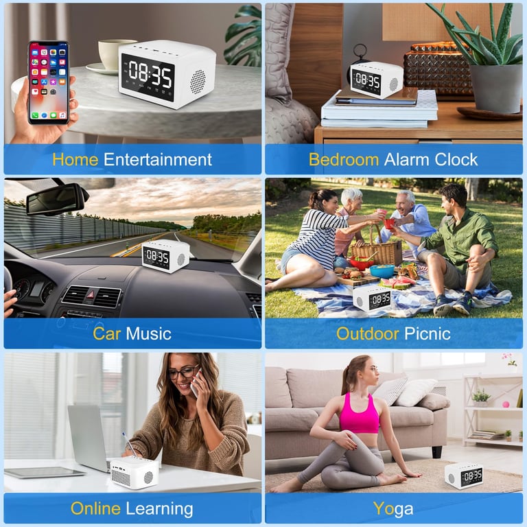 Digital Alarm Clock Radio with Bluetooth Speaker | USB Charging thumbnail 12